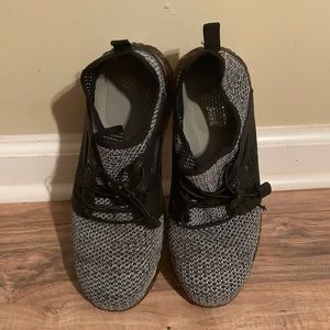 Black and grey work shoes